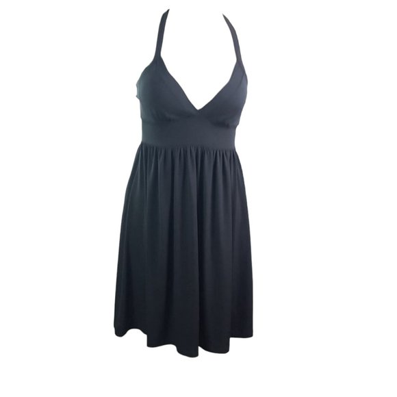 Halter Tie Back Dress Sz M Empire Padded Bust Black summer Sun Dress - Picture 1 of 10